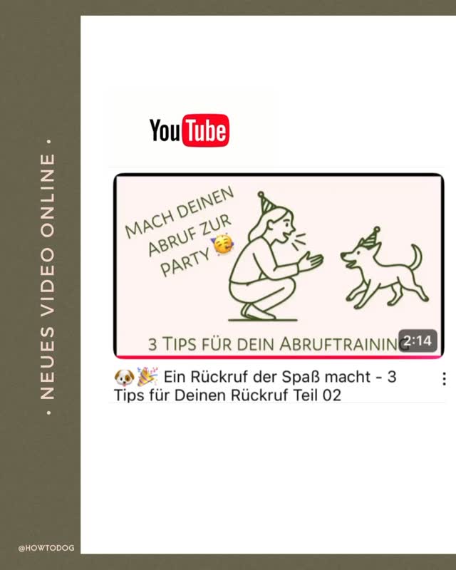 Viele Hundehalter:innen kennen das: Wir rufen – aber unser Hund hat plötzlich ganz andere Pläne... (— Oh no .. Mist!!) In diesem Video zeigen wir Euch 3 häufige Fehler, die den Rückruf sabotieren und wie wir sie ganz leicht vermeiden können. Denn: Dein Rückruf soll sich für Deinen Hund lohnen - und darf sich richtig gut anfühlen. 🙌🏻

Was Dich erwartet:

••• Statt sporadisch und planlos: 
So baust Du Struktur & Motivation auf

••• Rückruf im Zweifelsfall? 
- Lieber nicht ..

••• „Spaß vorbei“-Effekt? Nicht bei Dir (: 
Mach´ den Rückruf zur Spiel-Einladung!

Mit kleinen Änderungen können wir große Wirkung erzielen – und unser Hund kommt bald gerne und zuverlässig zu uns zurück. Wir erklären Dir anschaulich, wie Du den Rückruf Schritt für Schritt aufbaust, richtig absicherst und zu einem Wohlfühl-Moment für Dein Mensch-Hund-Team machst. Das Beste: So macht es Dir bestimmt auch viel mehr Spaß (:

👋 Hi, wir sind Caro und Tom von HOW TO DOG – 
Deine mobile Hundeschule für Bad Nauheim, Wetterau & Umgebung sowie virtuell für den deutschsprachigen Raum. 

[den Link zum Video findest Du in der Bio]

#hundetraining #lebenmithund #rückruf #video #tippsfürhundehalter