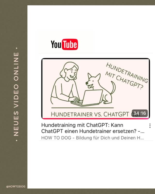 Kann ChatGPT einen Hundetrainer ersetzen .. - oder wenigstens ergänzen? 🤔

Wir waren neugierig und haben es für Euch ausprobiert: 
Eine Zuschauerfrage aufgreifend, gehen wir zunächst mit Euch 
••• Schritt für Schritt durch, wie wir als Hundetrainer ein Training zur Anzeige von Tee gestalten würden. 
••• Im zweiten Schritt könnt Ihr mitverfolgen, wie wir auch ChatGPT einmal gefragt haben, wie so ein Training aussehen könnte?
Die Ergebnisse haben wir für Euch analysiert und bewertet, damit ihr einschätzen könnt, ob und inwiefern Euch KI-basierte Chatbots im Hundetraining weiterhelfen können.

Du möchtest KI-basierte Chatbots als kostenfreie Assistenz für Deinen Alltag mit Hund nutzen, bist Dir aber über die Qualität der Ergebnisse unsicher oder benötigst mehr (Hintergrund-)Informationen? Kein Problem: Wir planen weitere Videos zu diesem Thema für Euch zu erstellen, damit Ihr Ergebnisse von Chatbots rund um das Thema Hund auf Relevanz, Nützlichkeit und Qualität prüfen und einschätzen könnt - schaut also gern wieder herein und/oder meldet Euch jederzeit gern, wenn Ihr Fragen habt.

👋 Hi und herzlich Willkommen, wir sind Caro und Tom von HOW TO DOG – Deine mobile Hundeschule für Bad Nauheim, Wetterau & Umgebung sowie virtuell für den deutschsprachigen Raum.

Hab‘ viel Spaß (:

#hundetrainingmitchatgpt #chatgpt #hundetraining #test #youtubevideo #geruchsanzeige #experiment #review